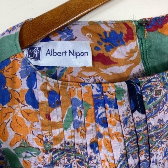 VTG ‘80s Albert Nipon Two Piece Set Blouse & Skirt Green Paisley Floral Size XS - Picture 11 of 16